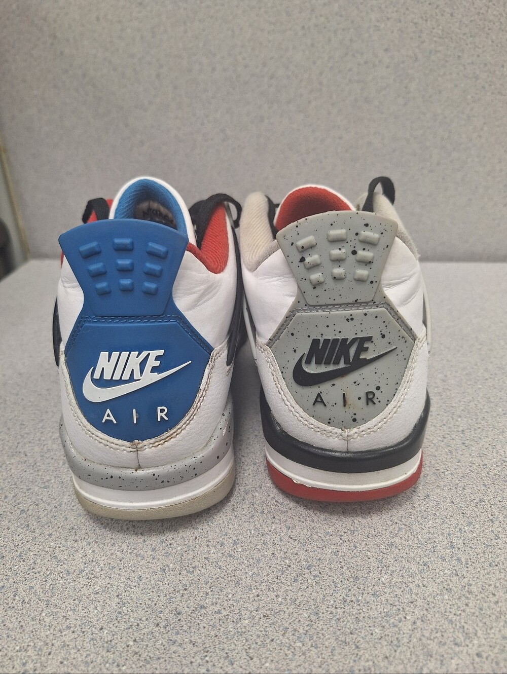 Jordan White Leather Retro 4 with Red and Blue Accents - Picture 2 of 10